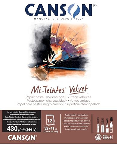 MI-TEINTES VELVET 32X41 430G Anthrazitschwarz, Block 12 Seiten