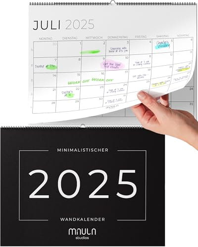 Kalender 2025 Wandkalender 2025 - Kalender 2025 Minimalistisch - Familienplaner Januar bis Dezember 2025 - Großer Monatskalender 2025 - Familienkalender 2025 mit Jahreskalender WC004_Simple_25_D