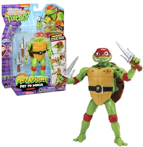 Tortues Ninja, 1 Figurine Deluxe 15 cm, Transformable, Modèle Raphael, pour Les Enfants dès 4 Ans, TU8384