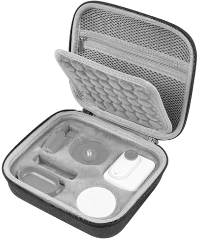 Geekria Carrying Case Compatible with Insta360 GO 3, GO 3S, Action Camera Protective Case, Hard Shell Travel Storage Bag with Slots for Insta 360 GO3 Accessories (Dark Grey)