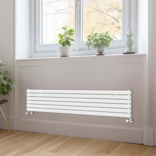Blümme Horizontal Oval Radiator Modern White Double Column Designer Radiators 1800x354mm