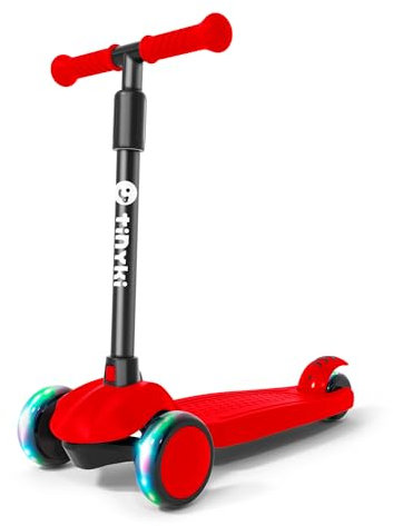TINYKI Patinete Niño 2 Años a 6 - Altura Ajustable con Ruedas Luces LED - Scooter Niño 3 Ruedas - Patineta Infantil para Niños y Niñas Jugar