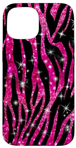 Pink & Black Animal Print With Stars Y2K Trendy Pattern Case for iPhone 15