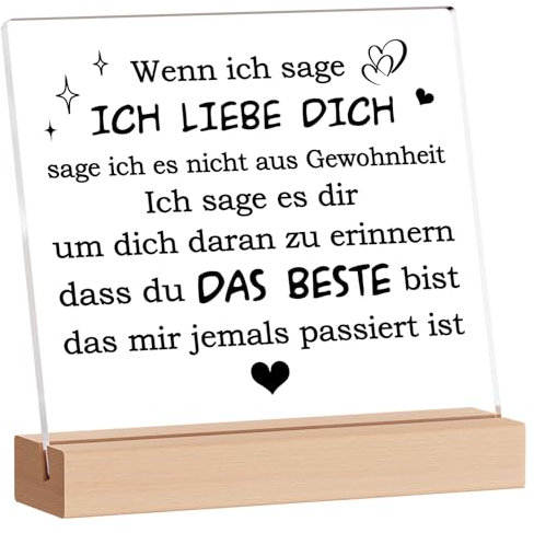 Jahrestag Geschenk für Ihn und Sie, Hochzeitstag Geschenk für Frauen Männer Brautpaar Acryl-Plakette, Valentinstag Hochzeitstag Geburtstag Ich liebe Dich Geschenke für Frauen Männer
