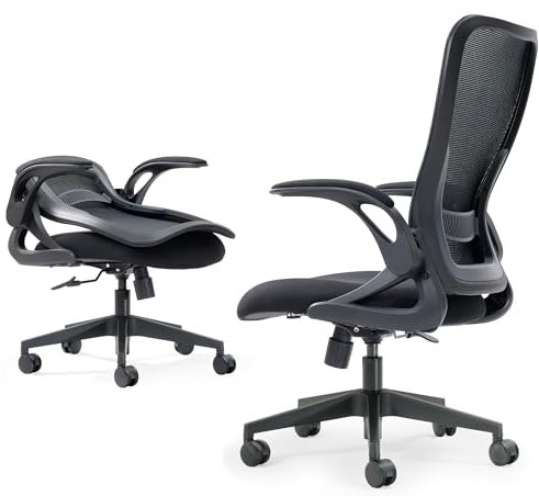 Tervo Model U | Folding Office Chair for Small Spaces | Ergonomic Design with High Rebound Mesh | Computer Desk Chair for Gaming | For Adults & Kids | Foldable & Compact with Flip Up Arms