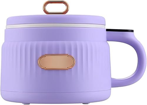 OFNHJK Electric Hot Pot, 1.6L Ramen Cooker, Multi-Function Electric Hot Pot, Portable Sauté Pan with Over-Heating Protection, Boil Dry Protection, for Pasta, Noodles, Steak, Egg Purple