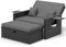 UDPATIO Rattan Lounge Möbel Outdoor, Lounge Balkonmöbel Gartensofa mit Hocker,Rattan Sofa mit Stauraum, Verstellbares 2 Sitzer Garten-Bett für Terrasse,Balkon,Garten,Grau-meliert & Dunkelgraue Bezüge