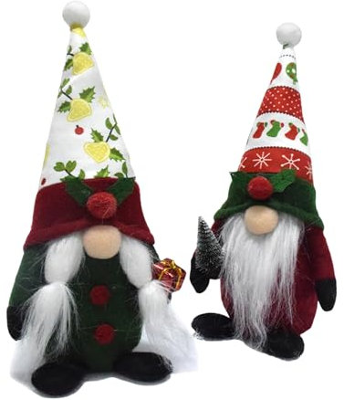 YIZITU Lot de 2 figurines de nains en peluche en polyester pour décoration de la maison Yuletide Collectibles faites à la main