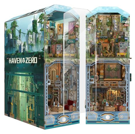 Tonecheer Book Nook Haven Zero Booknook avec Lumière LED Kit Maisons de Poupées DIY Maison Miniature Puzzle en Bois 3D pour Adultes Bibliothèque Décoration Cadeau d'anniversaire