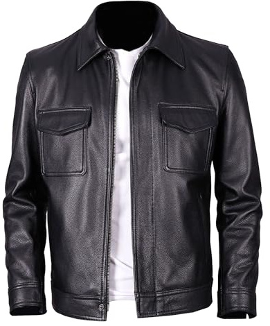 Giacche da uomo in pelle vintage con colletto a camicia classica giacche in pelle sintetica giacca da moto