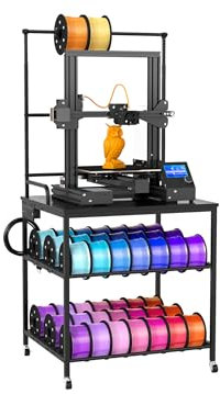 Suuiwau 3D Printer Stand with 60pcs Filament Storage,3 Tier 3D Printer Table with Wheels,Heavy 3D Printer Stand with Storage for Studio,Home Office,Workshop