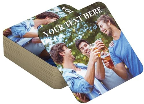 Personalised Photo Beer Coasters and Mats For Drinks Custom Home Bar Accessories (Set of 6)