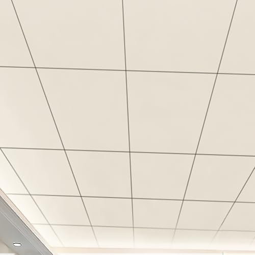 RENLXFI Dalle de Plafond Dalles De Plafond Autocollantes, 300 X 600 Panneaux De Revêtement Plafond Mural en Plastique pour Chambre À Coucher Cuisine Bureau, Papier Peint Remplacement, Beige(50 Pack)
