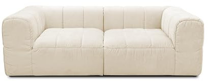 DOMO. collection Sofa Campana, 2-Sitzer Couch mit Taschenfederkern und gepolsterter Rückenlehne, 2er Bigsofa, Polstergarnitur 220 x 113 x 72 cm (BxTxH), Creme