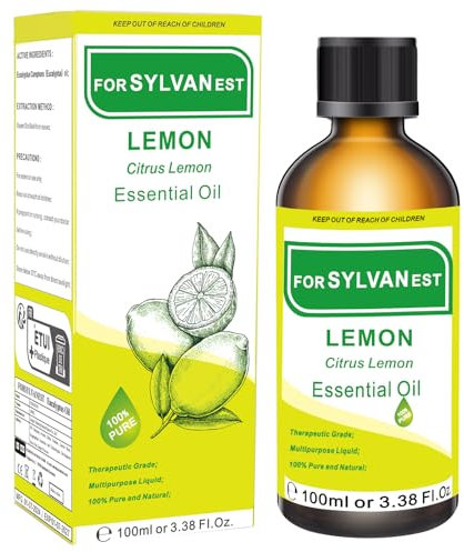 FORSYLVANEST Aceite Esencial de Limón 100ML, aceite de limón 100% Natural para Aromaterapia, Difusores, Limpieza del Hogar, Purificación del Aire, Cuidado de la piel, Fabricación de Jabones y velas