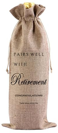 SFHKZCM Retirement Wine Bottle Gift Bag - Premium Drawstring Canvas Storage for Parties & Celebrations - Dust-Proof Keepsake Bag for Retirement Gifts (Ideal for Wine & Champagne)