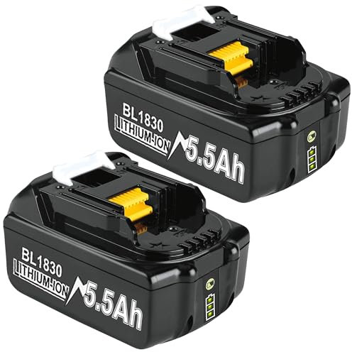 2 Stück 5500mAh Ersatzakku für 18V 5,5Ah Akku Li-ion BL1850 LXT-400 BL1860 with LED Werkzeugakku