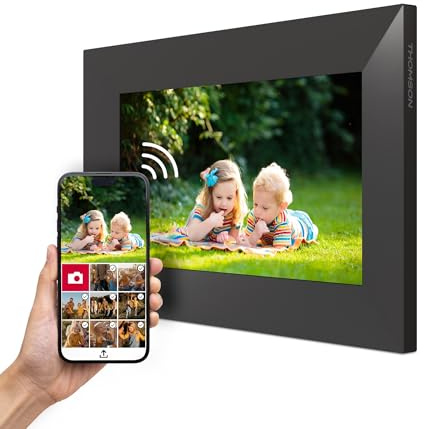 Thomson Digitaler Bilderrahmen 7 Zoll, IPS-Bildschirm, HD-Touchscreen, WLAN, Direktes Teilen über iOS/Android App, Smart-Funktionen, Elektronischer Fotorahmen mit 32 GB Speicher, Automatische Drehung
