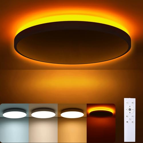 Yesenlight LED Deckenleuchte Dimmbar 46W 5060LM Ø37cm, CCT 3000K-6500K | 1800K Warmweißes Backlight, Deckenlampe mit Fernbedienung, Nachtlicht, Timer, Ideal für Schlafzimmer, Bad, Küche, Weiß