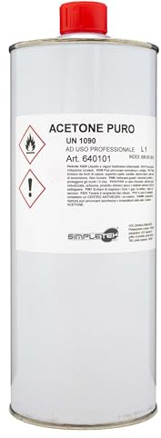 SIMPLETEK - Acetone per Rimozione Smalto Unghie Puro Vernici Macchie Grasso 1000 ml