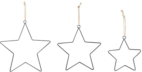 levandeo 3er Set Deko Stern 15cm 25cm 30cm Metall Schwarz Weihnachten Metallstern Hängedeko Weihnachtsschmuck Weihnachtsdeko