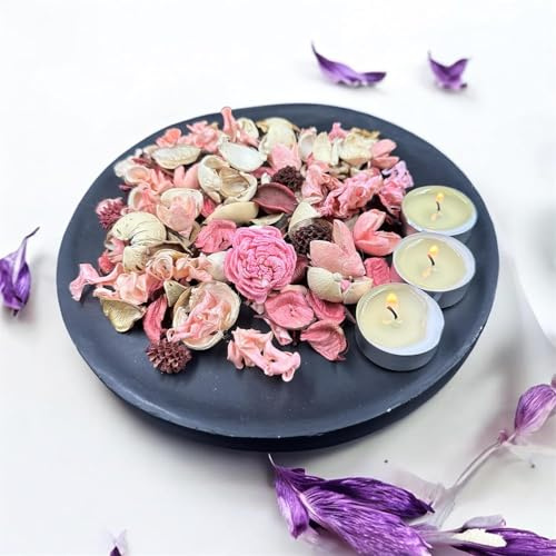 Duftpotpourri Set Blüten rosa | Raumduft Potpourri Deko Frühling inkl. 3 Teelichter