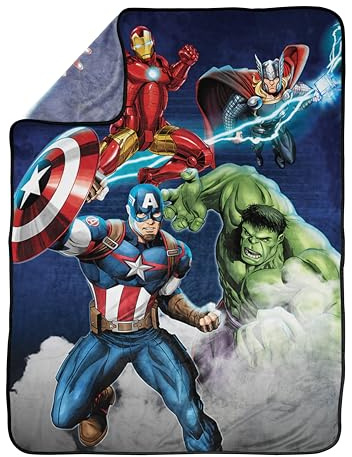 Jay Franco Kids Marvel Avengers Plüschdecke – 130 x 150 cm Weiche und kuschelige Fleecedecke für Schlafzimmer und Sofa, offiziell Lizenziertes Produkt, Mehrfarbig