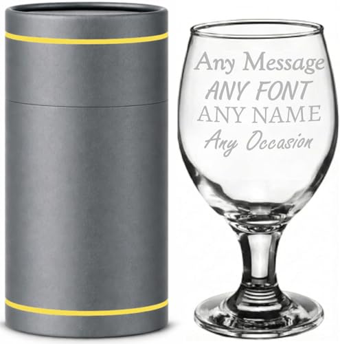EKAM Personalised Engraved Gin Tonic Cocktail Glass, Personalise with Any Message for Any Occasion, Gift Box Included, Laser Engraved, 14oz/400ml - Fun Gift for Father’s Day, Birthdays, Wedding