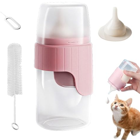 Tiernahrungsflasche - Katzenbaby Flasche | Welpenflasche | Simulierte | Brustwarze, 150ml Fassungsvermögen, Lebensmittelsilikon, Bürste Inklusive, Für Neugeborene Kätzchen Welpen Kaninchen Kleintie