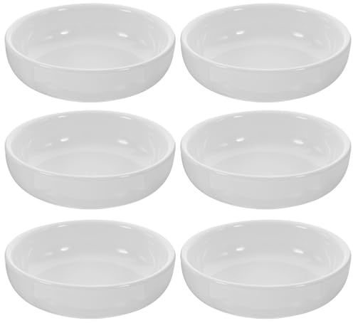 Roleader Lot de 6 Coupelles Rondes en Porcelaine Blanche 8 X 2,5 CM pour Sauce Soja et Assaisonnements à L’Apéritif
