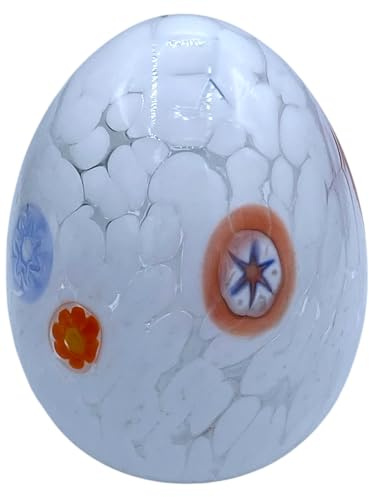 Scultura Collection Uovo bianco Eggs vetro in pasta e Murrine Vetro di murano Made in Italy