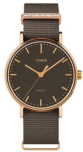 Timex Damen Analog Armbanduhr Fairfield Crystal mit Nylon Armband
