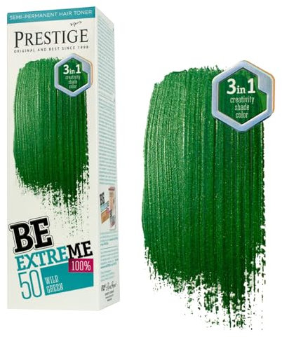 Vip's Prestige Be Extreme | Semipermanenter Haartonisierer 50 Wildes Grün | Reines Pigment | Verleiht gefärbten oder grauen Haaren Farbe | Temporäres Ergebnis | Ammoniakfrei, Parabenfrei, PPD-frei