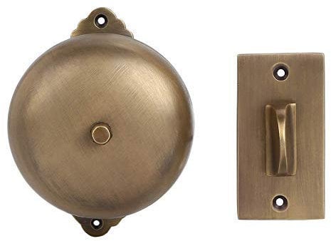 A29 Victorian Wireless Doorbell - Old Fashioned Door Bell with Manual Hand Turn Chime - Vintage Mechanical Ringer with Antique Brass Finish - Traditional Front Door Alarm, Antique Home Accessories