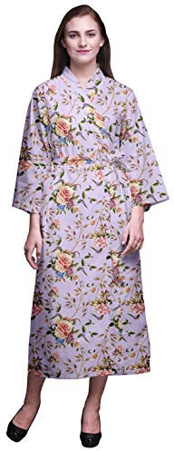 Bimba helles Lila Blumen- orientalische Lilie & Rose bademäntel für Frauen Wickeln Bedruckte Braut fertig Kleid Kleid für mädchen M