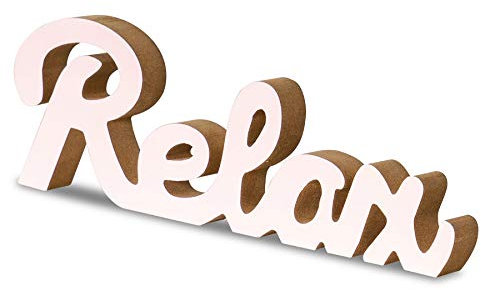 levandeo Schriftzug Relax L30cm Pastell Rosa Holz Tischdeko Deko Aufsteller Wohndeko