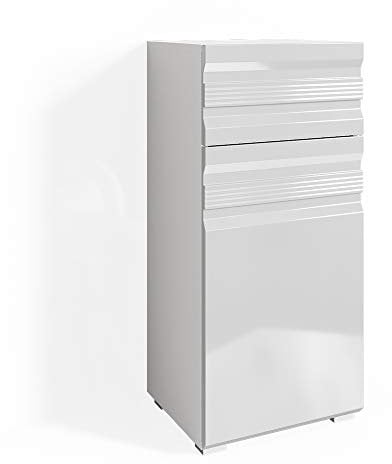 Vicco Meuble de Rangement de Salle de Bain Fredd, Blanc Haute Brillance, 36 x 79 cm