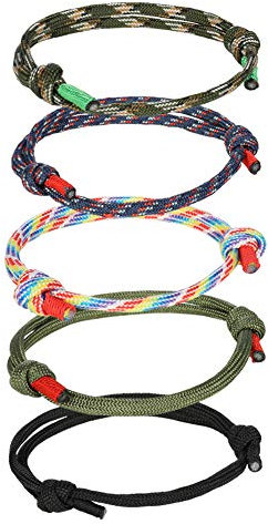 Yumi V Mens Nautical Braided Bracelet, Navy Anchor Rope String Woven Wristband, 5 Pcs Charm Paracord Bracelet, Adjustable Unisex