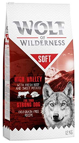 Wolf of Wilderness Soft High Valley - Rind, 100% Getreidefreies, komplettes halfffeuchtes Hundefutter 12 kg