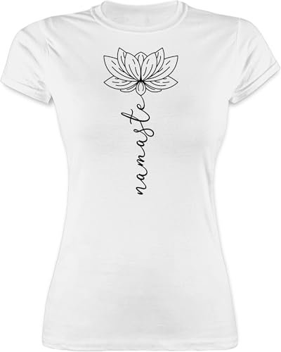 Shirt Damen - und Wellness - Namaste Lotusblüte I Geschenk Yoga - XXL - Weiß - yogashirth Yoga-Bekleidung Meditation Lotus Tshirt Geschenke für Frauen Yoga-t-Shirt spirituelle Hippi t-Shirts