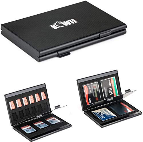 KIWIFOTOS Schutzhülle aus Aluminium für Speicherkarten SD MicroSD Micro SDXC SDHC CF (Compact Flash) TF und NS Spielkarten, SD-Kartenhalter Tragebox Aufbewahrung mit Eva-Schaumstoffeinsätzen