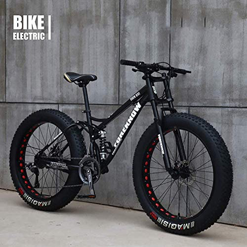 GLJY Fahrrad MTB Top, Fat Wheel Motorrad/Fat Bike/Fat Tire Mountainbike, Beach Cruiser Fat Tire Bike Snow Bike Fat Big Tire Fahrrad 21 Geschwindigkeit,Schwarz,26IN