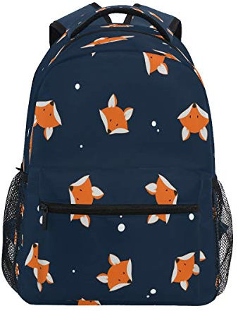 Rootti Rucksack mit Cartoon-Fuchs-Motiv, Tagesrucksack, Leinen, für Schule, Reisen, für Teenager, Jungen, Mädchen, Männer und Frauen