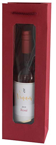 10 x Flaschentasche PresentFill® Premium Flaschentüten Bordeaux mit Fenster 100% Recycling Kraft Papier 210 gr. Stark Made in Europe Geschenktaschen | Geschenktüten | Weinverpackung für 1 Flasche