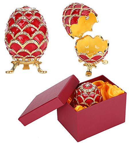 Egg Style Trinket Box, Zarte Trinket Box Vergoldete Emaille Painted Jewelry Organizer mit Geschenkbox für Home Decorative