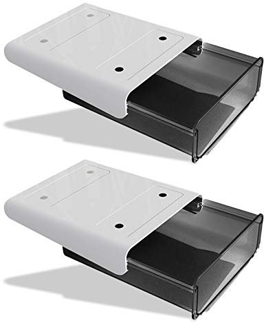 CMOISO Selbstklebende Schublade Unter Schreibtisch, 2 Stück Creative Desk Sticker Versteckte Unterbau Schublade mit Schrauben, Desktop Organizer für Zuhause und Büro (Schwarz)