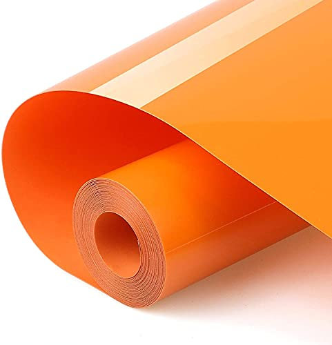 HTV Iron on Vinyl 12inch x10 Feet Roll for Silhouette and Cricut Easy to Cut & Weed Iron on Heat Transfer Vinyl DIY Heat Press Design for T-Shirts White (orange)