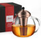 glastal Glas Bronze Teekanne 1500ml mit 18/8 Edelstahl Teesieb Borosilicate Glas Teebereiter Glaskanne Geeignet für Teewarmer