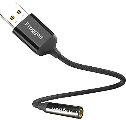 Tarjeta de Sonido USB Externa, Froggen Adaptador USB a Jack 3,5mm Audio Adaptador de Audio Estéreo USB a Jack de 3.5 mm, para Auriculares, 4 Polos TRRS, Compatible con PC, Lapton, PS4 (20cm)