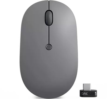 Lenovo Go Ratón Inalámbrico USB-C (Sensor Óptico Azul, 3 Botones, Rueda de Desplazamiento, Emparejamiento Universal) - Color Gris Tormenta